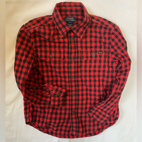 Polo Ralph Lauren Other - Polo Ralph Lauren 100% Cotton Red Black Check Casual Button Down Shirt Boys 6
